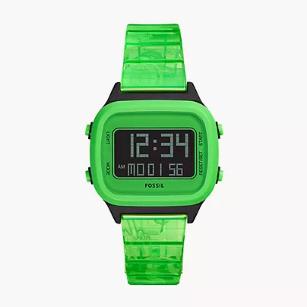 Retro Digital LCD Neon Green Nylon Watch